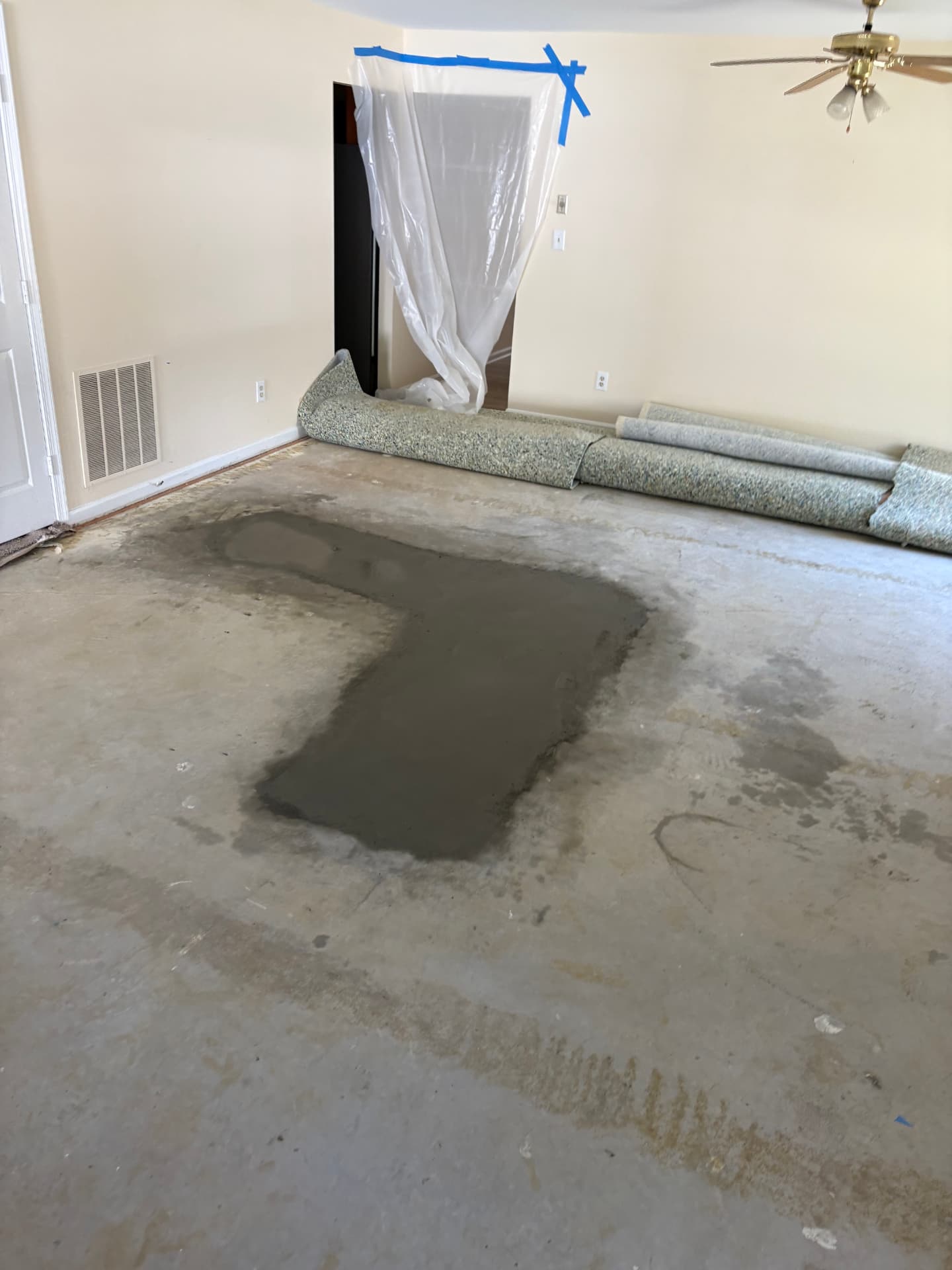 Finished concrete patch over a completed under-slab plumbing repair in Baltimore, MD — ProStream Plumbing