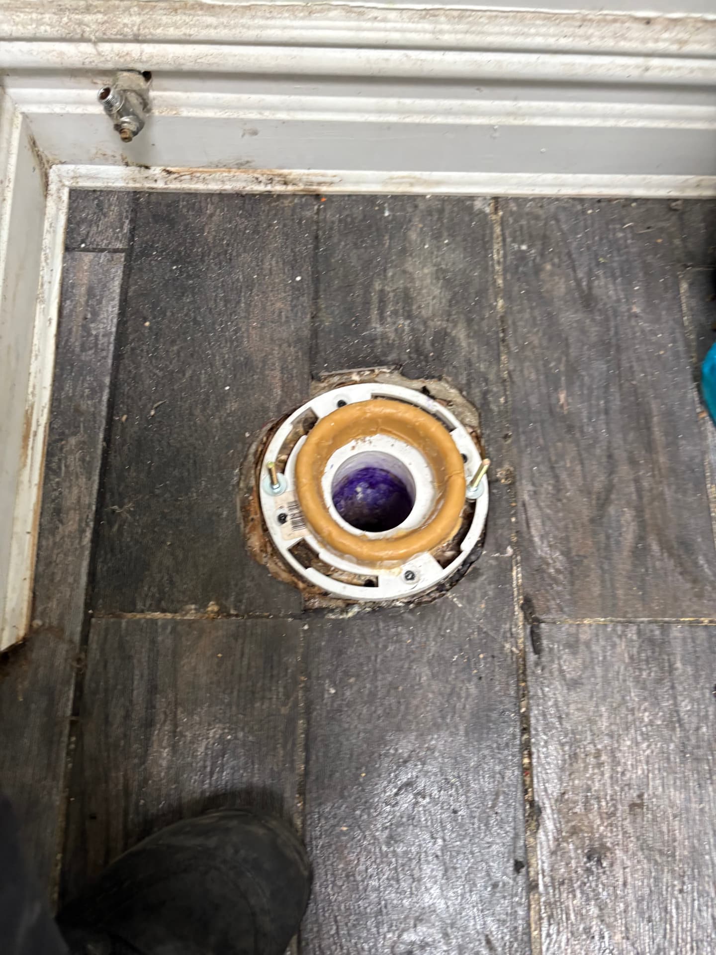 New PVC toilet flange with wax ring set for reinstallation in Baltimore, MD — ProStream Plumbing
